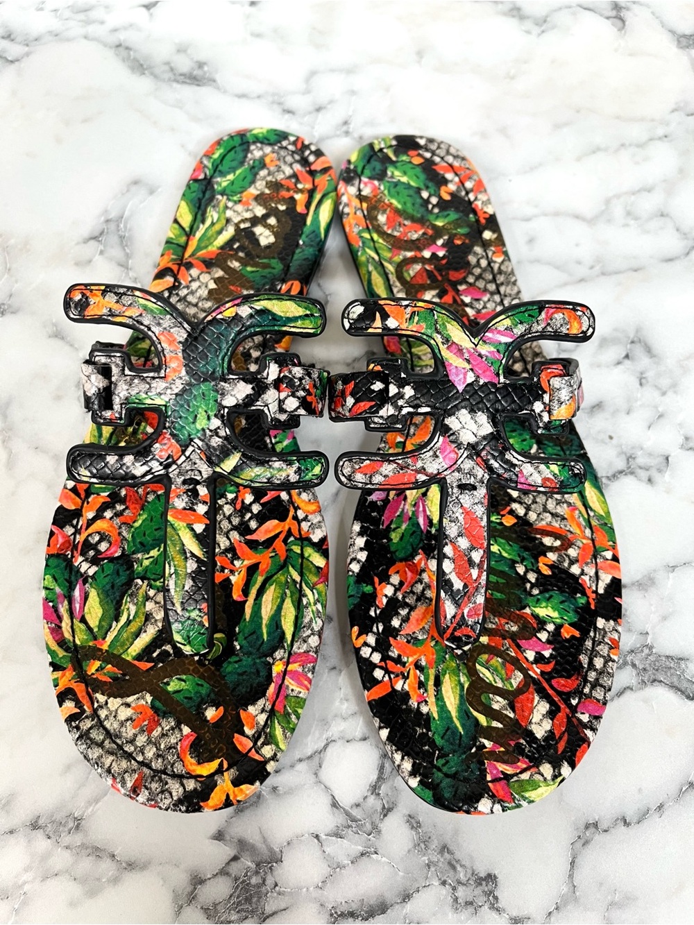 Sam Edelman Carter Tropical Floral Print Sandals Women's Size 6.5